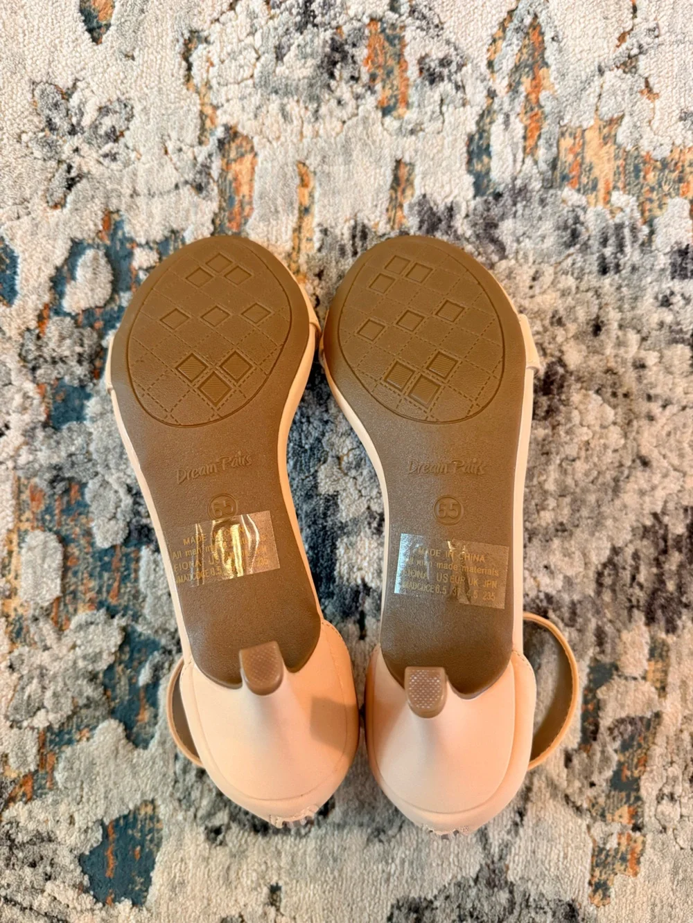 Women’s Beige Open-Toe Pump Heeled Sandals with Ankle Strap Size 6